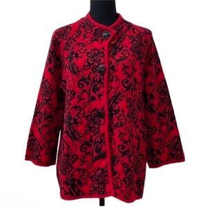 JM Collection Red & black Top/Cardigan (Size
Petite Large)